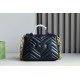 Gucci Gg Marmont Mini Top Handle Bag Black Chevron Leather