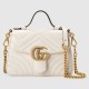 Gucci Gg Marmont Mini Top Handle Bag White Leather