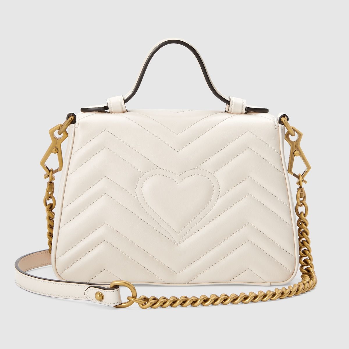 Gucci Gg Marmont Mini Top Handle Bag White Leather