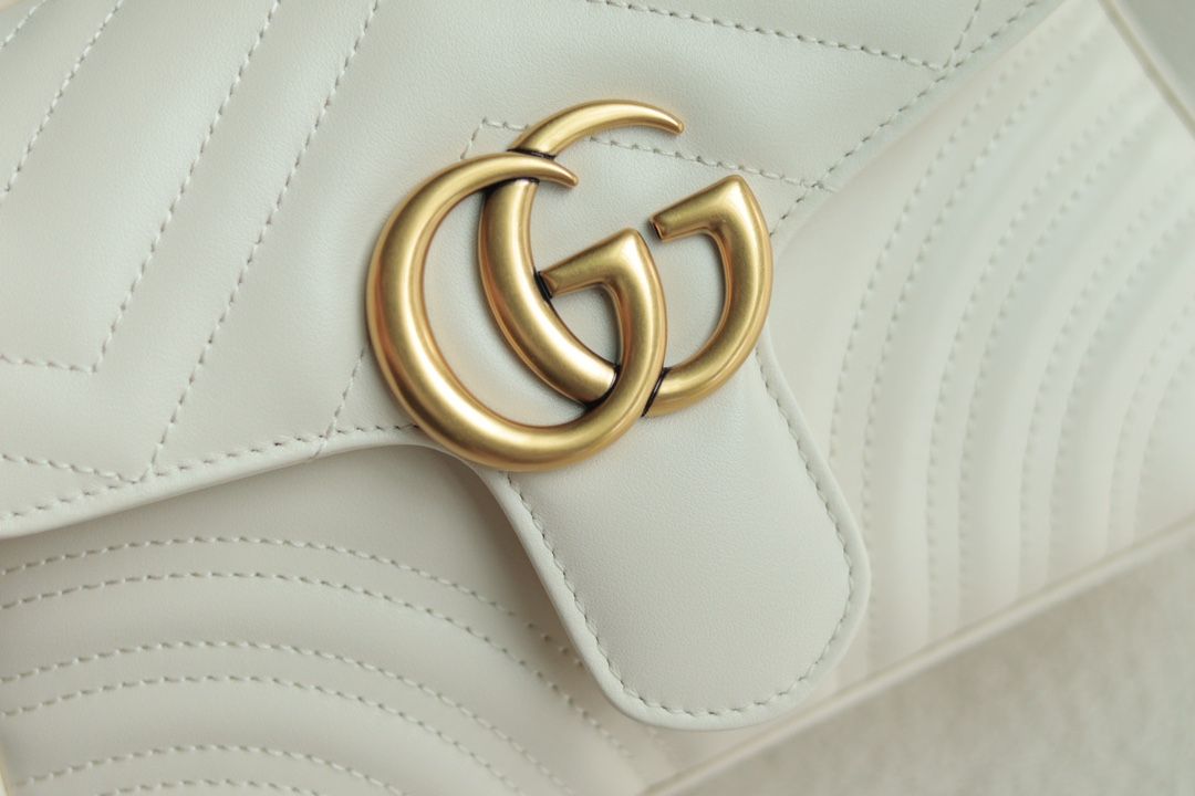 Gucci Gg Marmont Mini Top Handle Bag White Leather