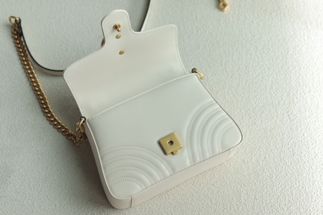 Gucci Gg Marmont Mini Top Handle Bag White Leather