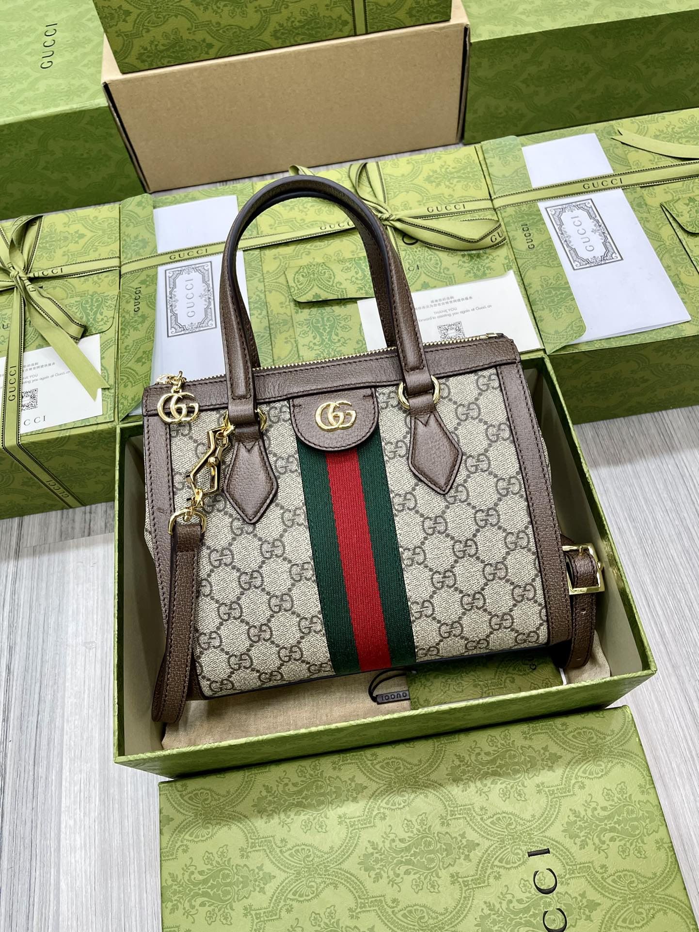 Gucci Ophidia Gg Small Tote Bag Beige/Ebony Gg Supreme