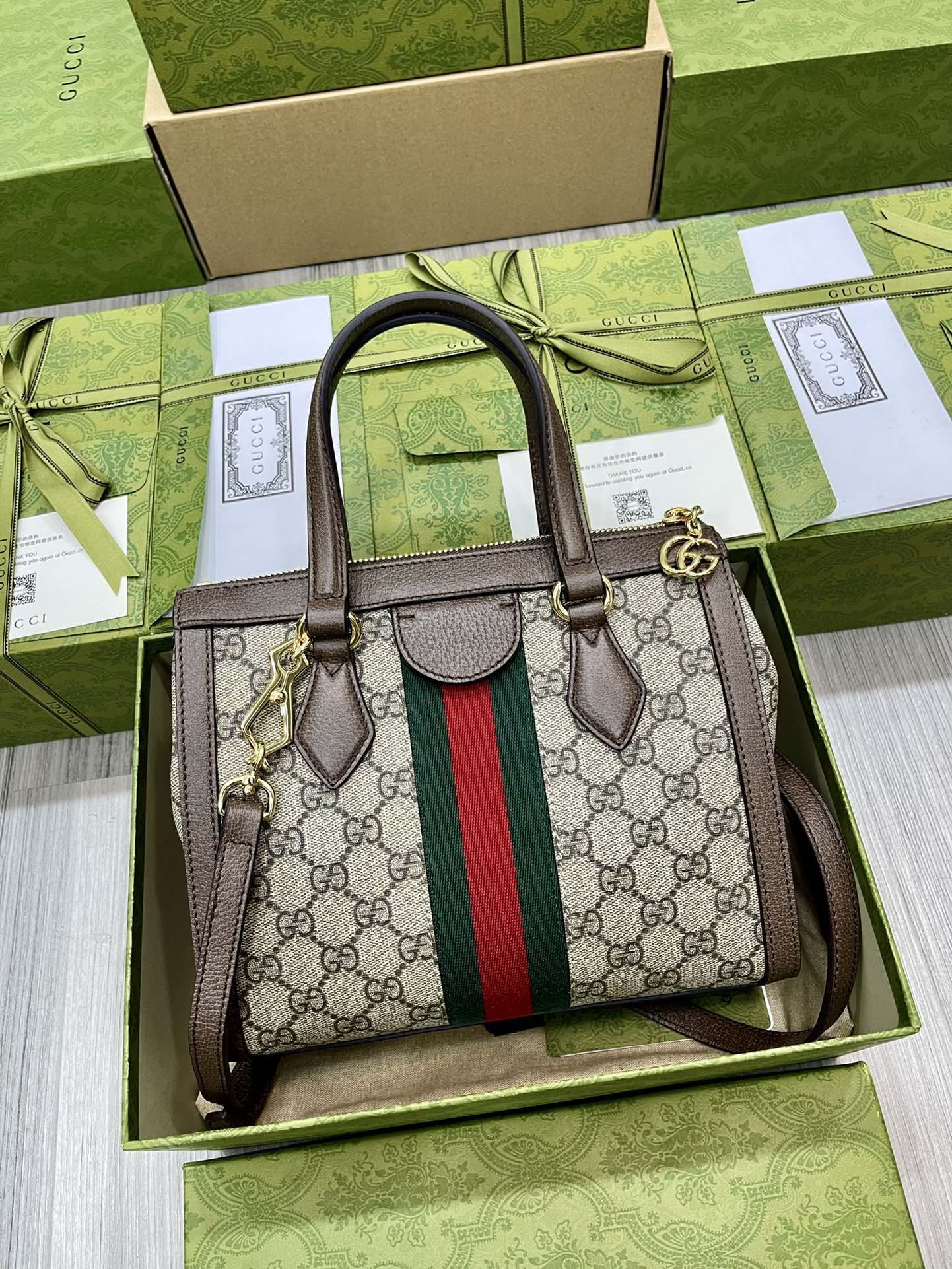 Gucci Ophidia Gg Small Tote Bag Beige/Ebony Gg Supreme