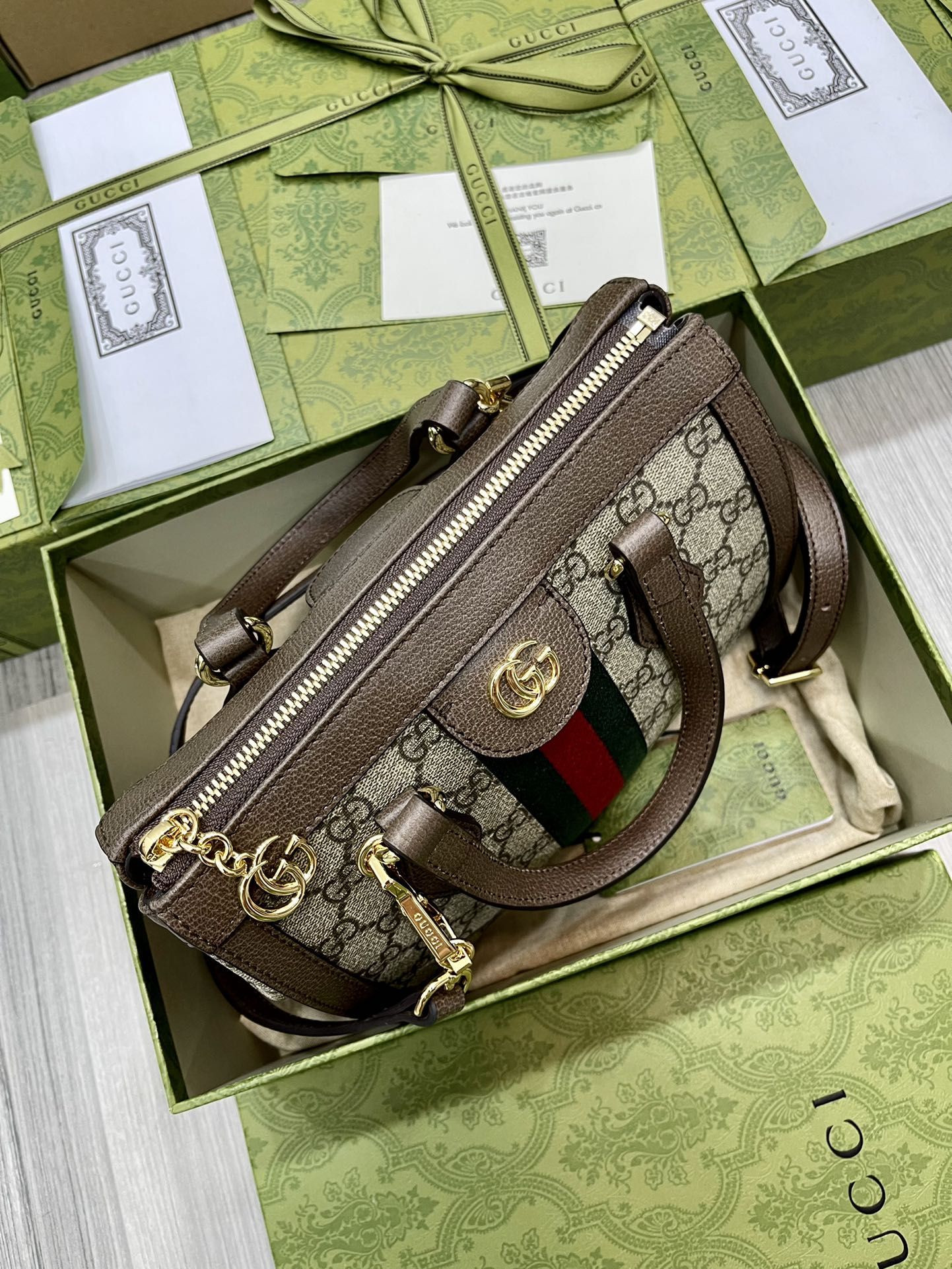 Gucci Ophidia Gg Small Tote Bag Beige/Ebony Gg Supreme