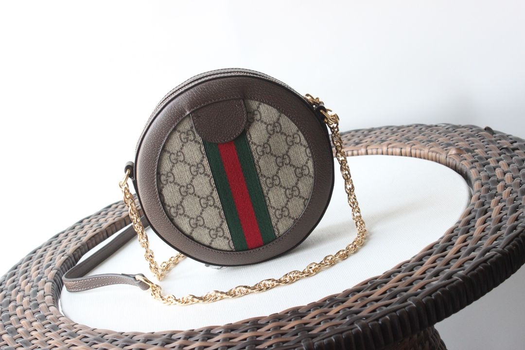 Gucci Ophidia Gg Mini Round Shoulder Bag Beige/Ebony Gg Supreme