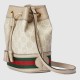 Gucci Ophidia Gg Mini Bucket Bag Beige And White Canvas