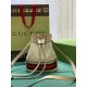 Gucci Ophidia Gg Mini Bucket Bag Beige And White Canvas