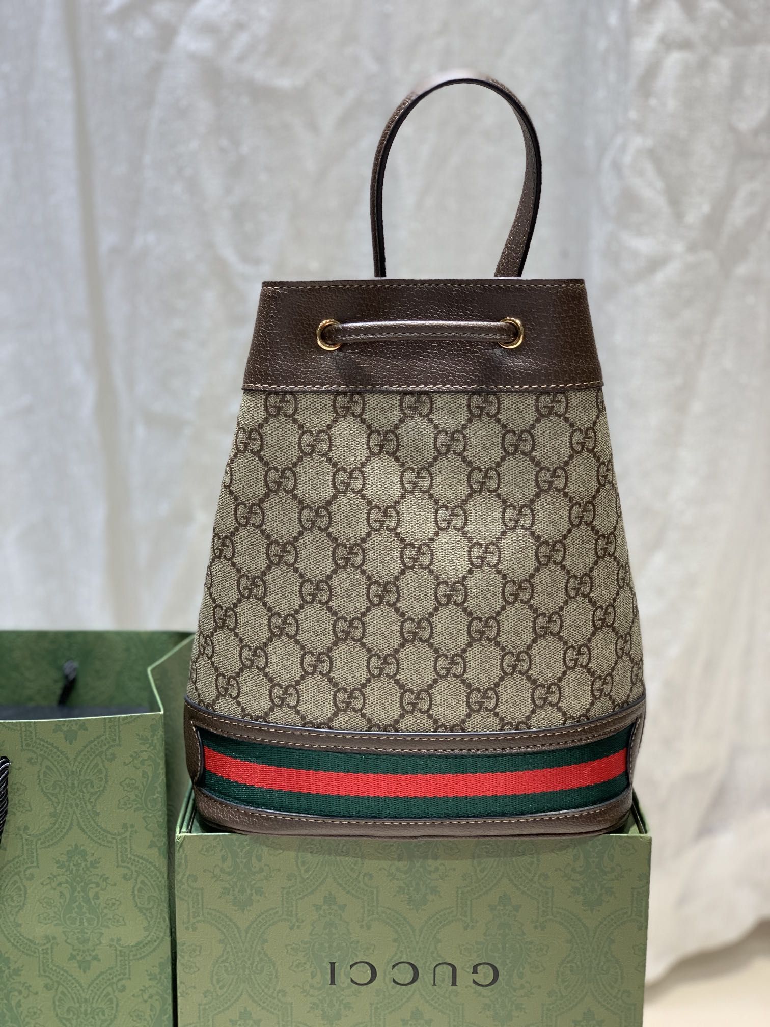 Gucci Ophidia Gg Small Bucket Bag Beige/Ebony Gg Supreme