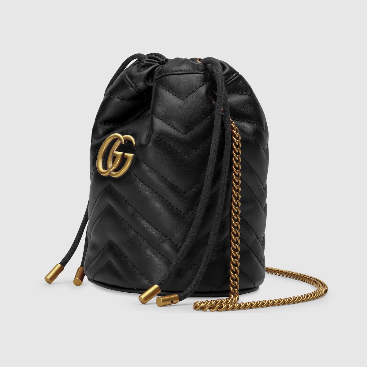 Gucci Gg Marmont Mini Bucket Bag Black Leather