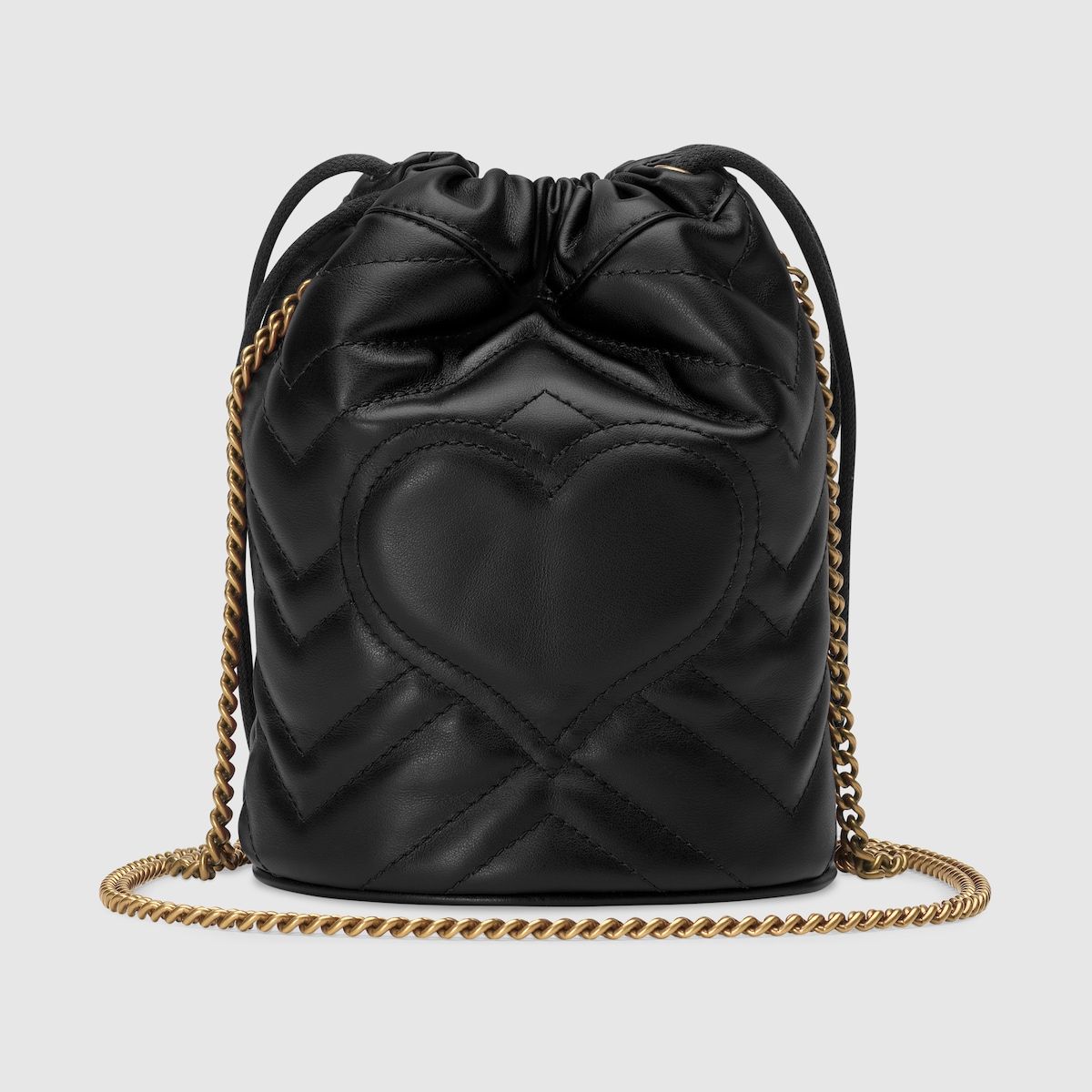 Gucci Gg Marmont Mini Bucket Bag Black Leather