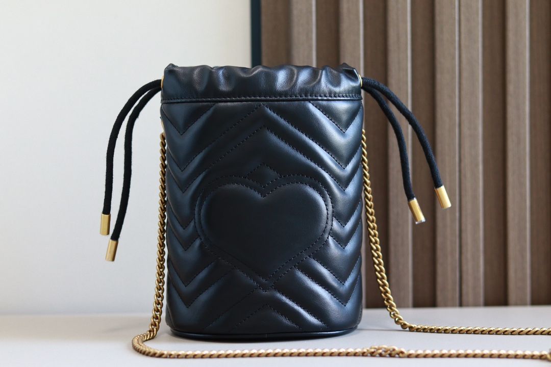 Gucci Gg Marmont Mini Bucket Bag Black Leather