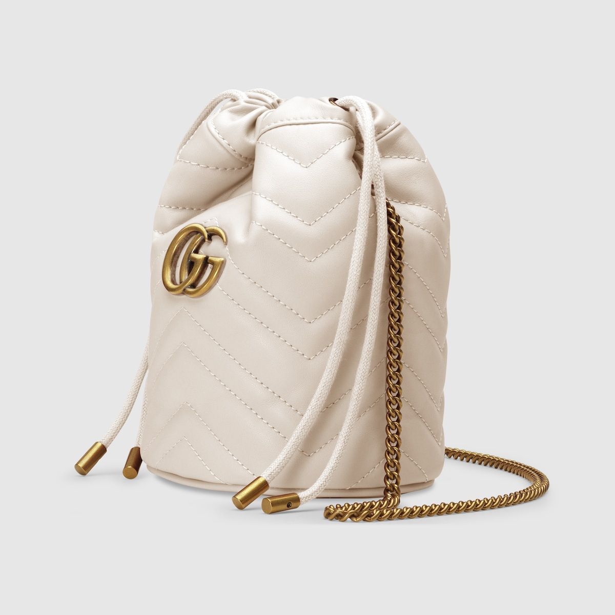 Gucci Gg Marmont Mini Bucket Bag White Leather