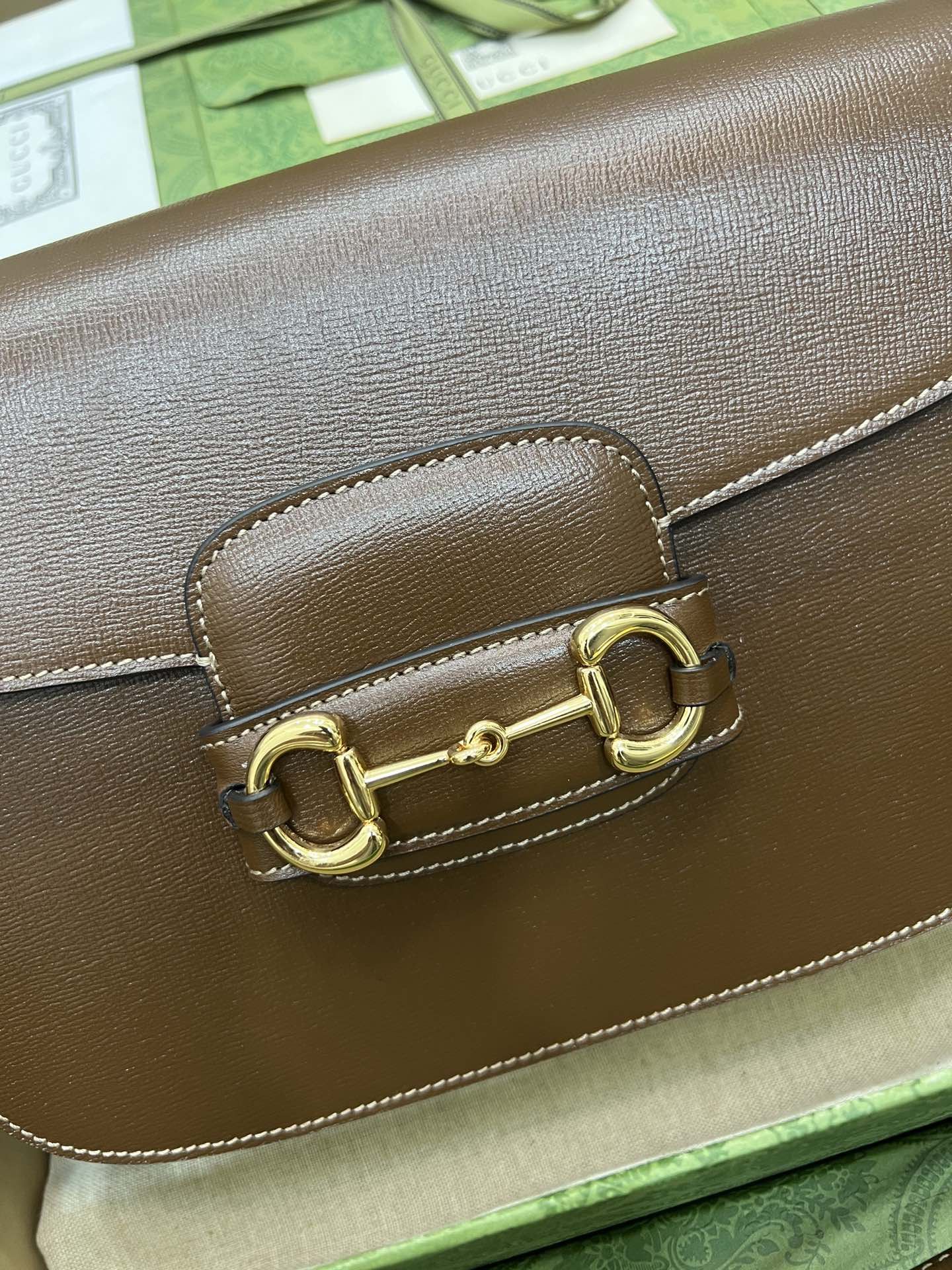 Gucci Horsebit 1955 Shoulder Bag Brown Leather