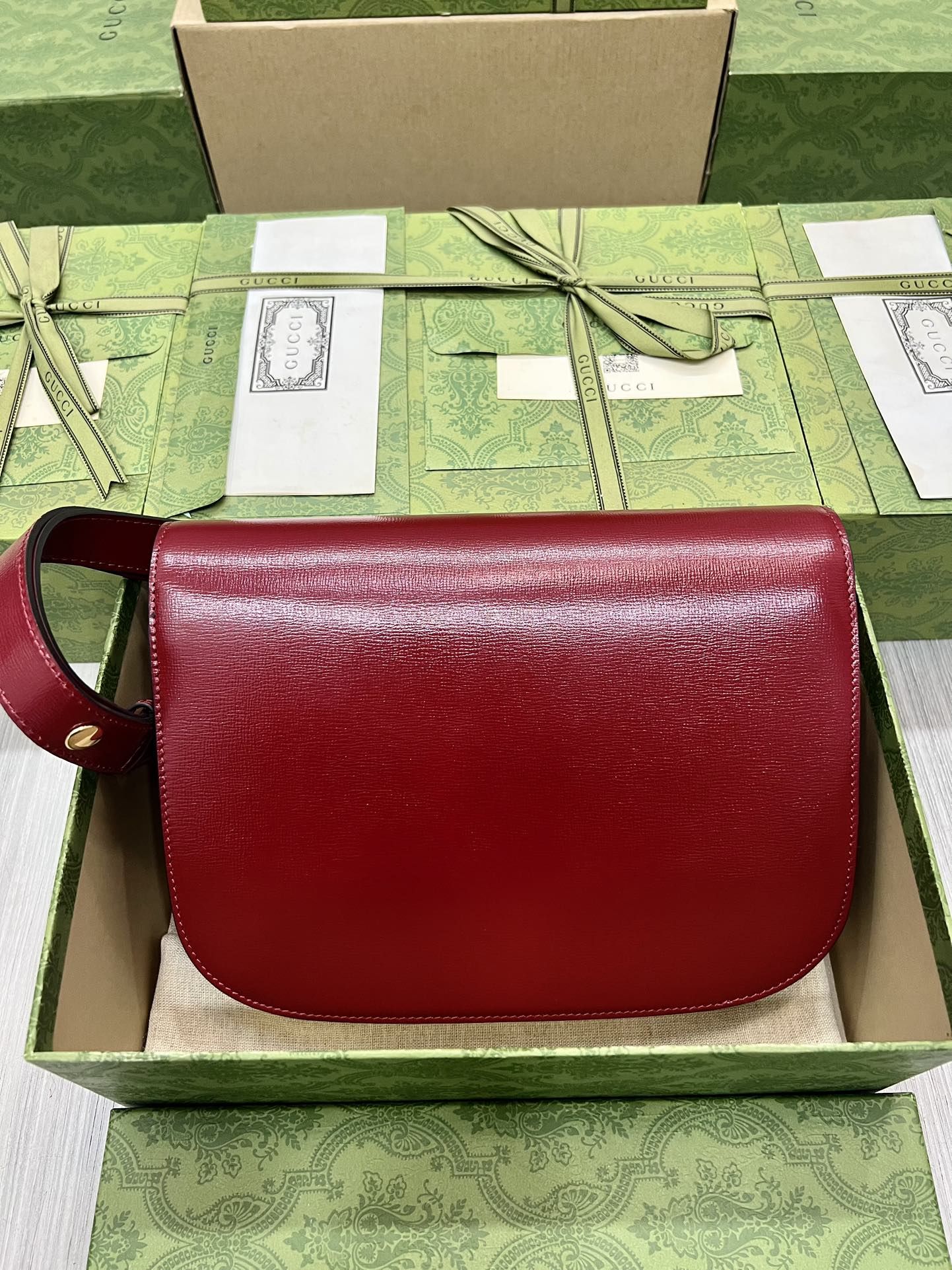 Gucci Horsebit 1955 Shoulder Bag Red Leather