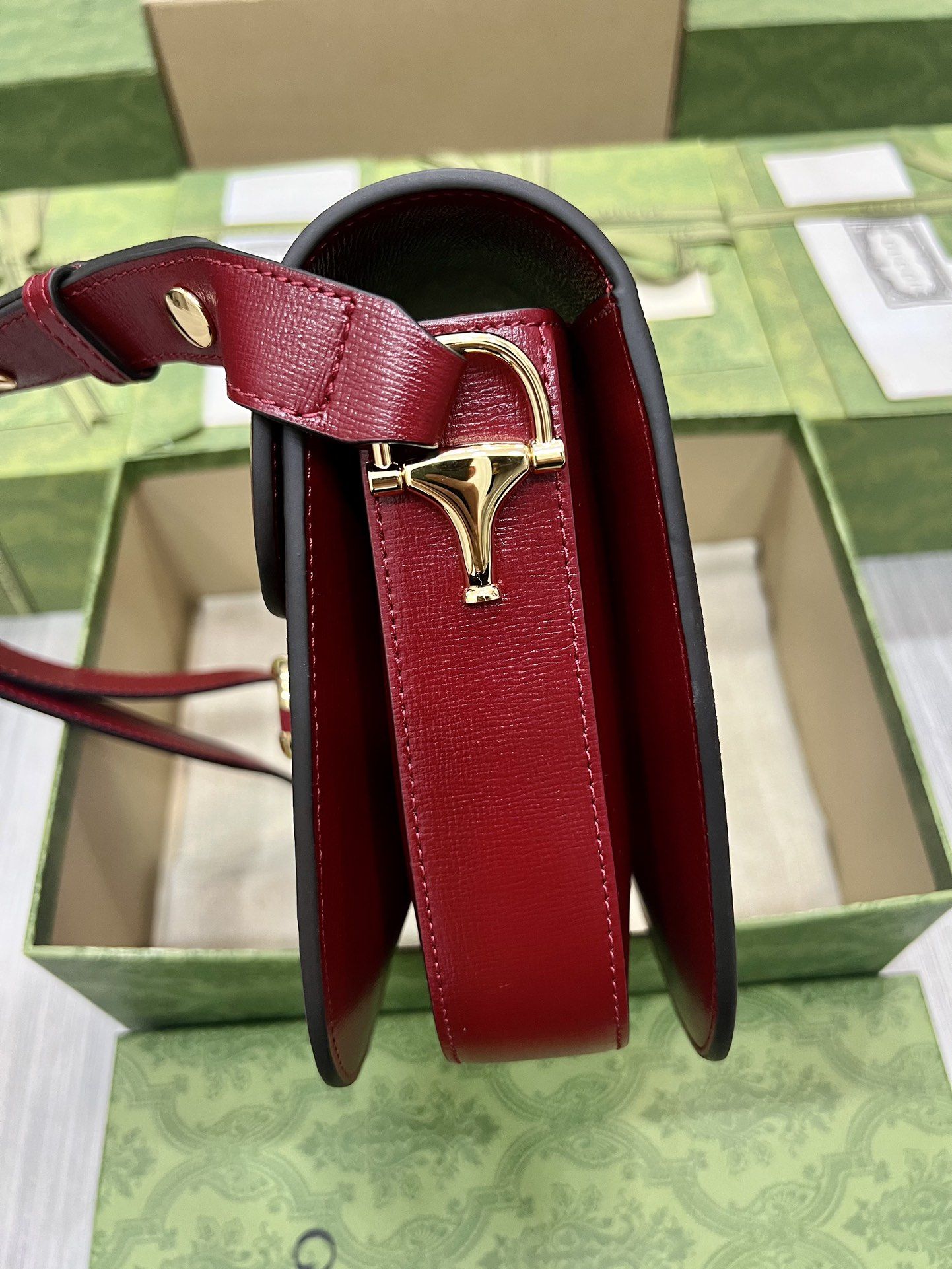 Gucci Horsebit 1955 Shoulder Bag Red Leather