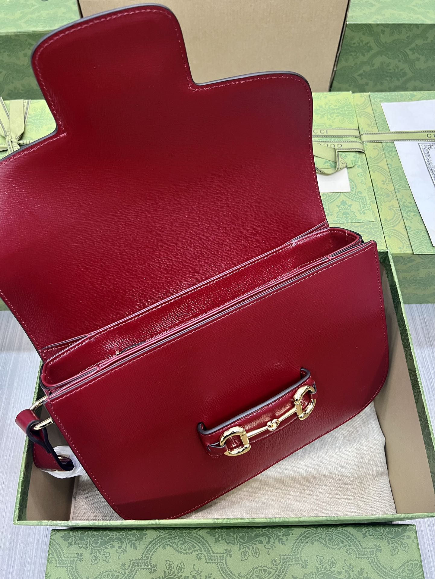 Gucci Horsebit 1955 Shoulder Bag Red Leather