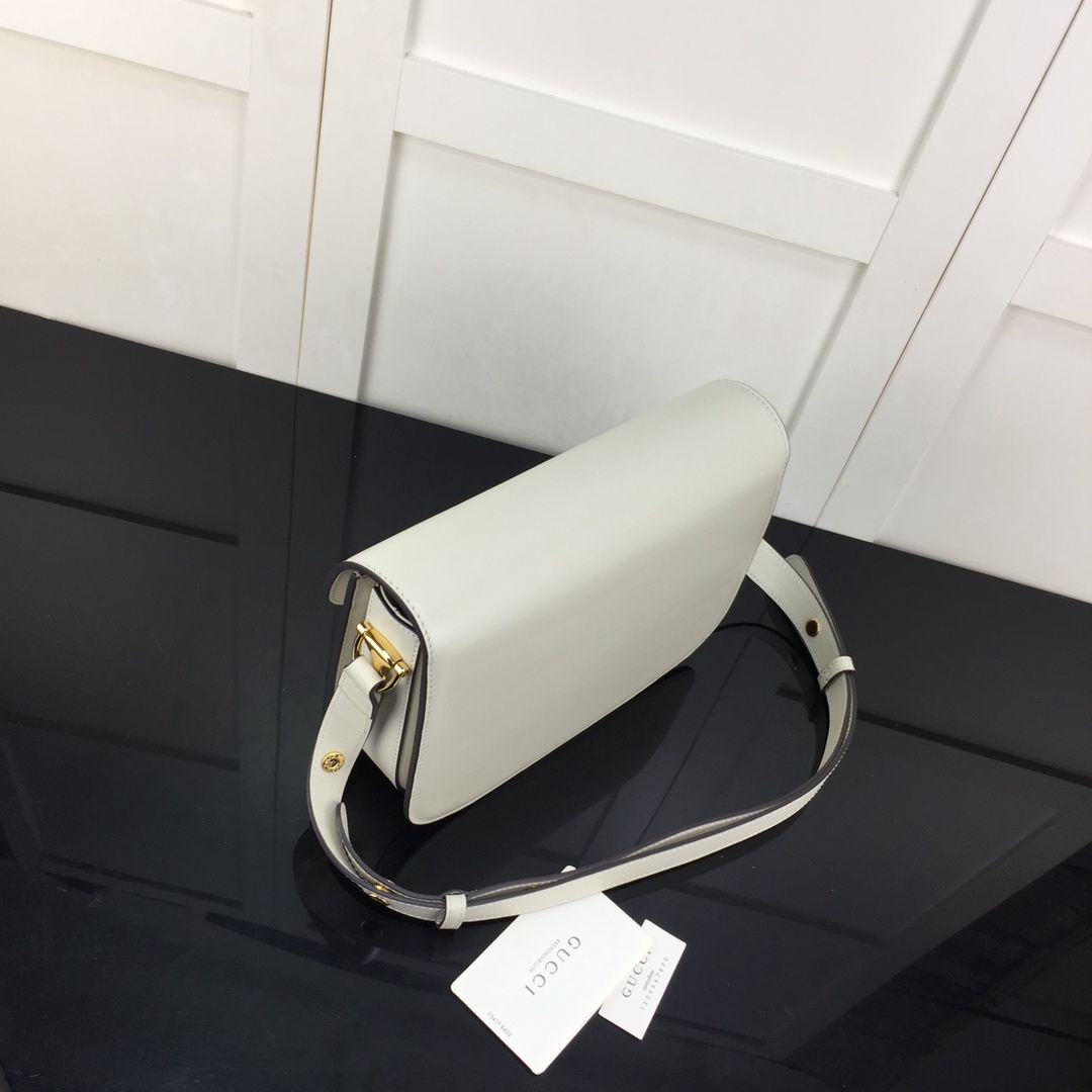 Gucci Horsebit 1955 Shoulder Bag White Leather