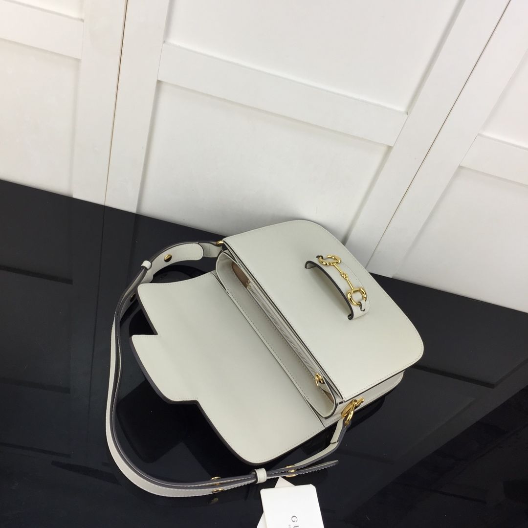 Gucci Horsebit 1955 Shoulder Bag White Leather