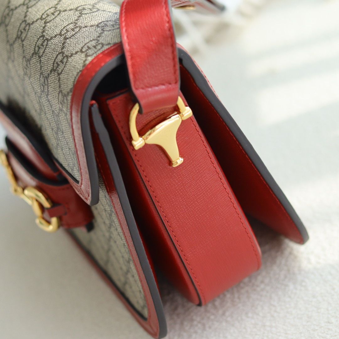 Gucci Horsebit 1955 Shoulder Bag Gg Supreme/Red