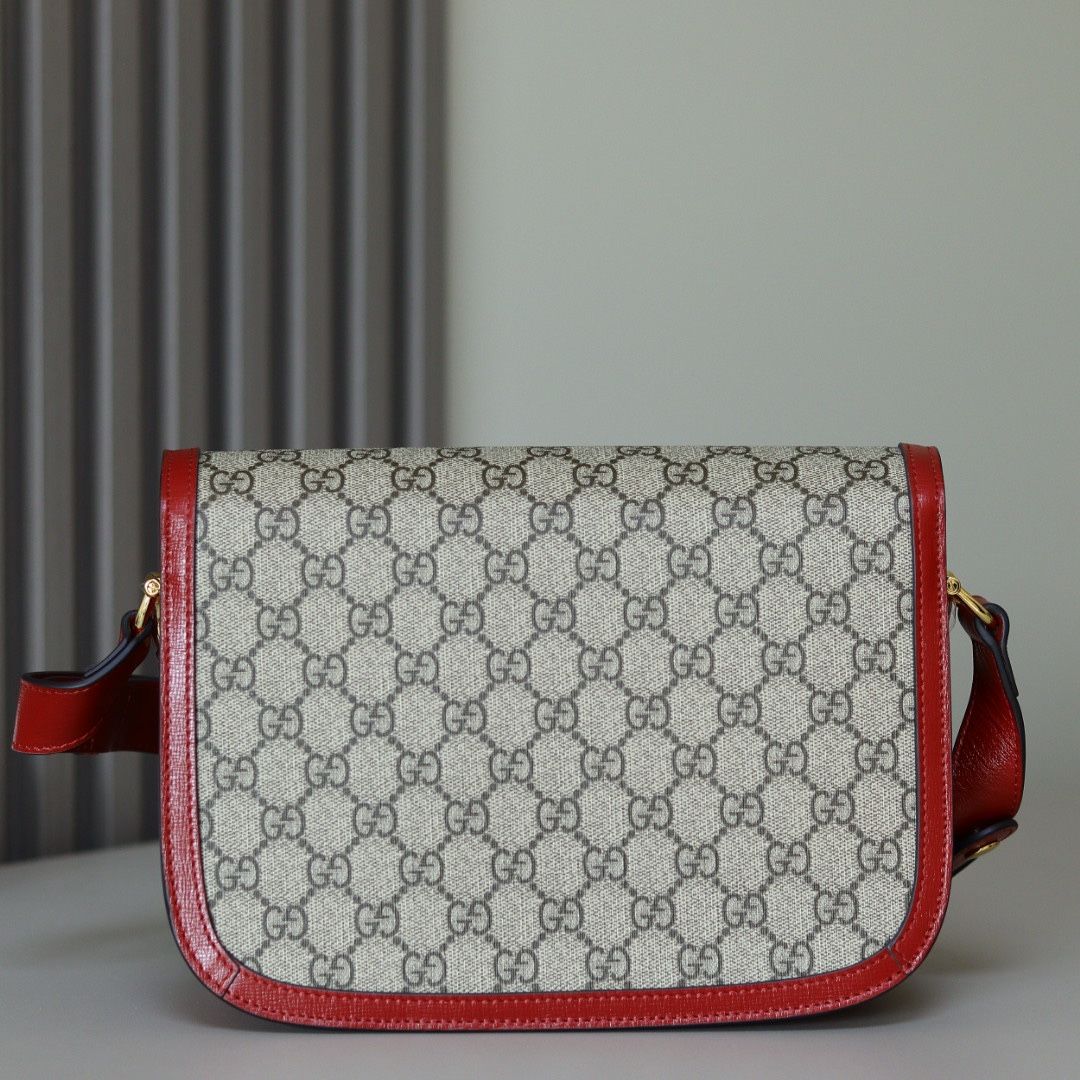 Gucci Horsebit 1955 Shoulder Bag Gg Supreme/Red