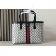 Gucci Ophidia Gg Medium Tote Beige And Blue Supreme