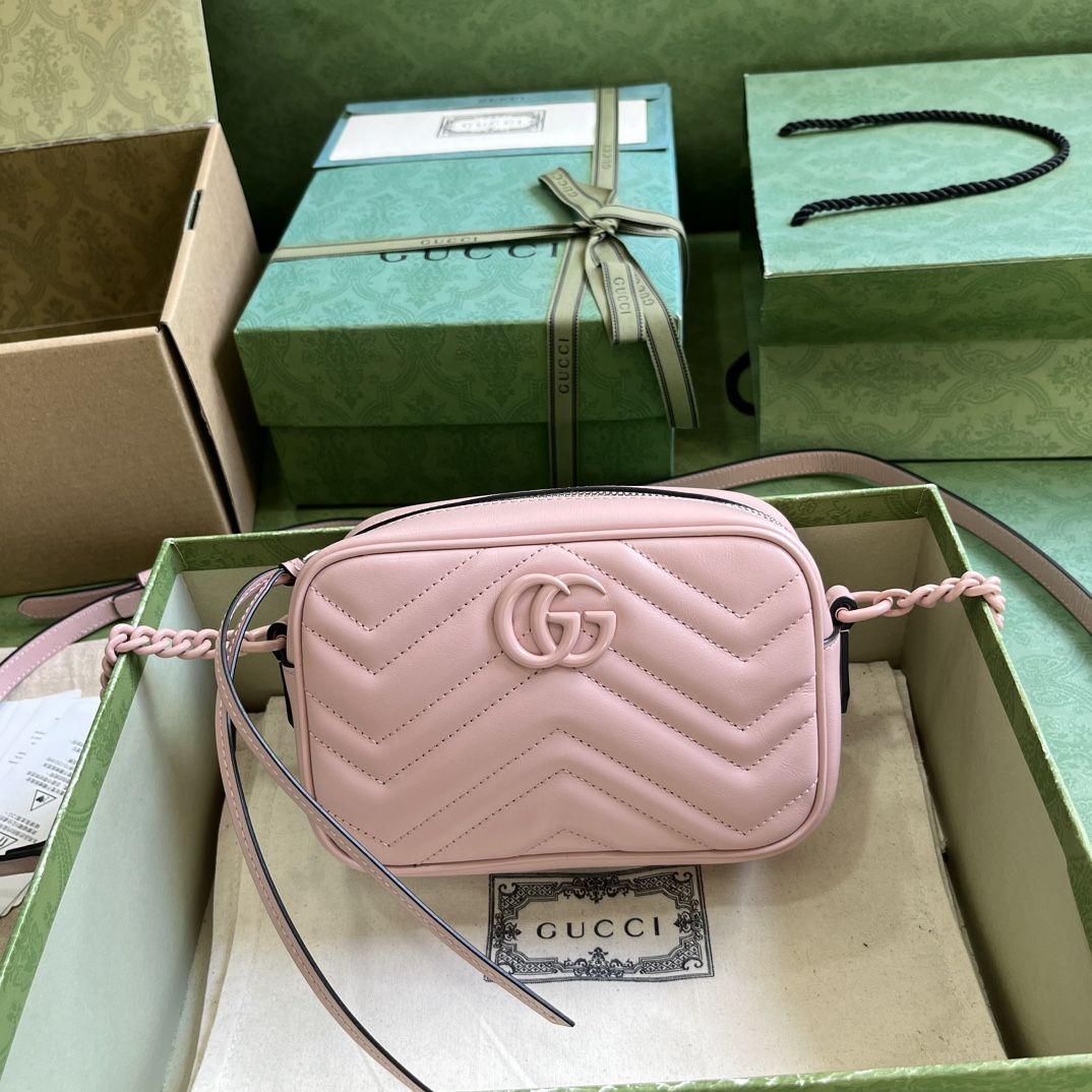 Gucci Gg Marmont Mini Shoulder Bag Light Pink Leather