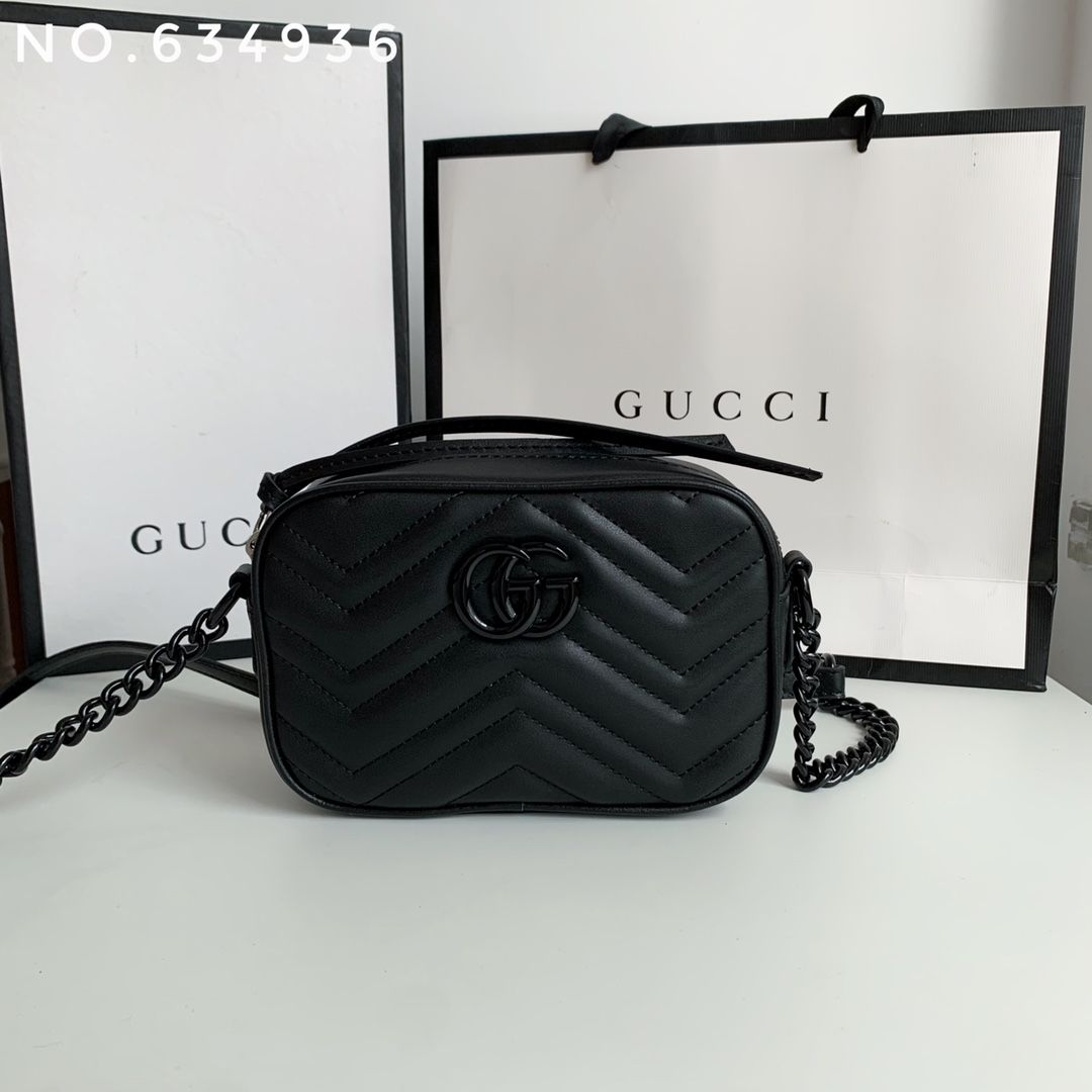 Gucci Gg Marmont Mini Shoulder Bag Black Leather