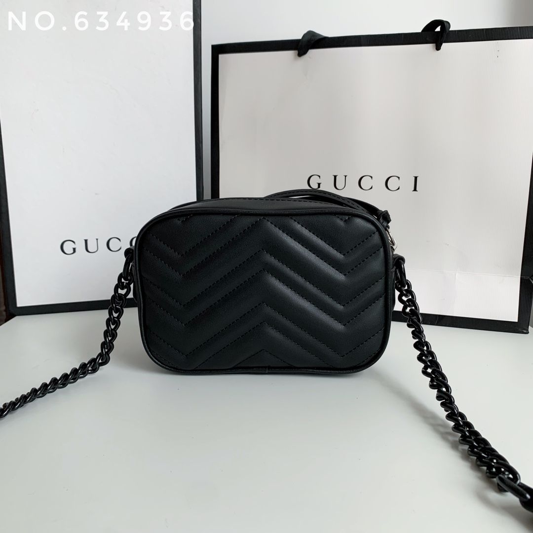 Gucci Gg Marmont Mini Shoulder Bag Black Leather