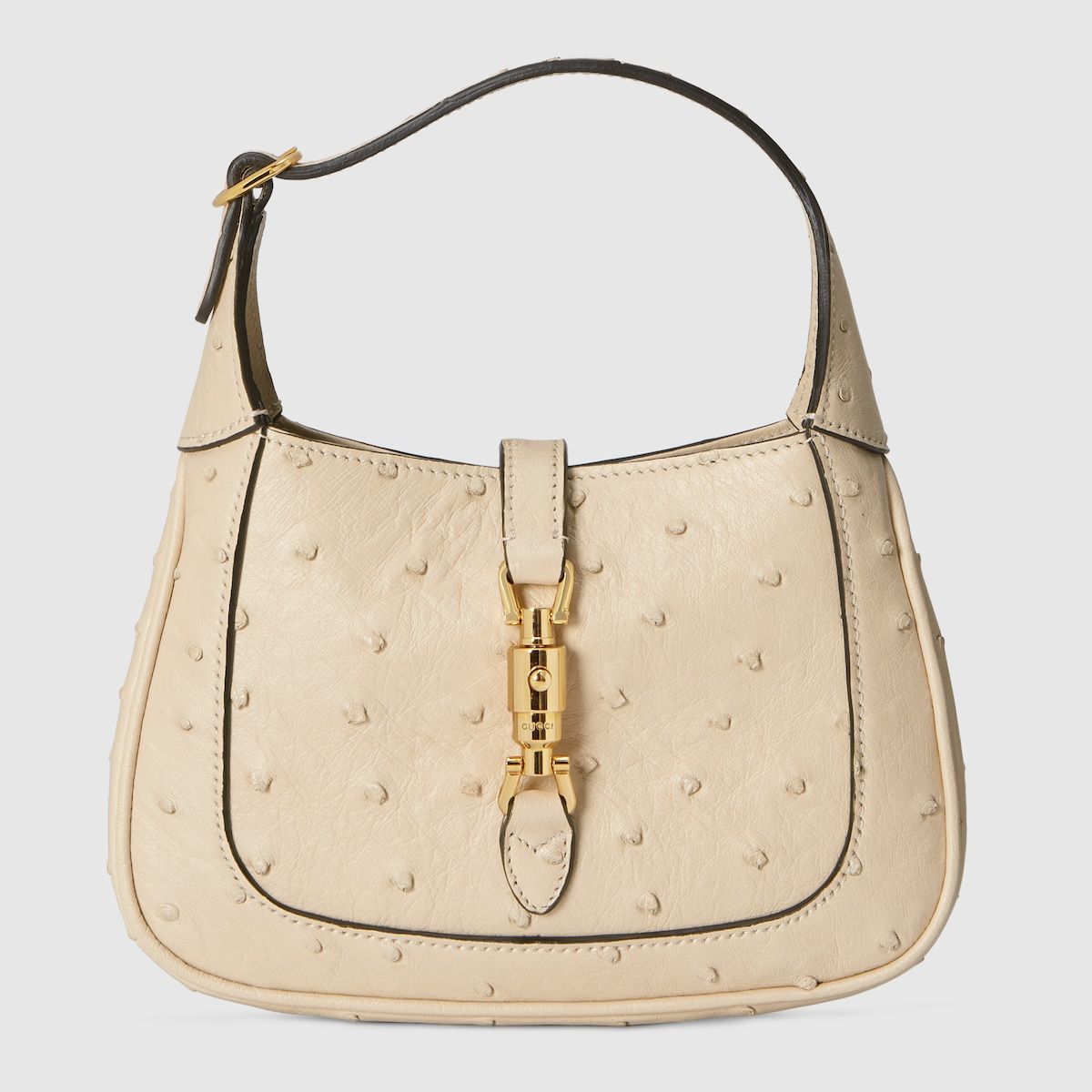 Gucci Jackie 1961 Ostrich Mini Shoulder Bag Ivory