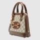 Gucci Horsebit 1955 Mini Top Handle Bag Gg Supreme And Brown Leather