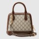 Gucci Horsebit 1955 Mini Top Handle Bag Gg Supreme And Brown Leather