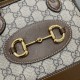 Gucci Horsebit 1955 Mini Top Handle Bag Gg Supreme And Brown Leather