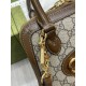 Gucci Horsebit 1955 Mini Top Handle Bag Gg Supreme And Brown Leather