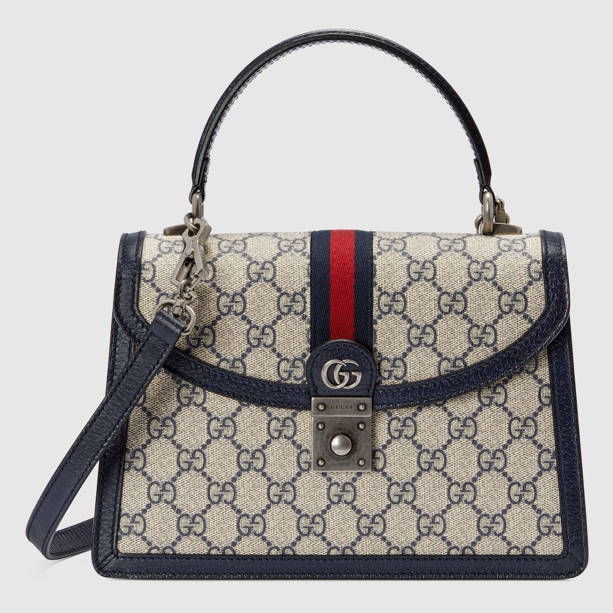 Gucci Ophidia Gg Small Top Handle Bag Beige And Blue Supreme