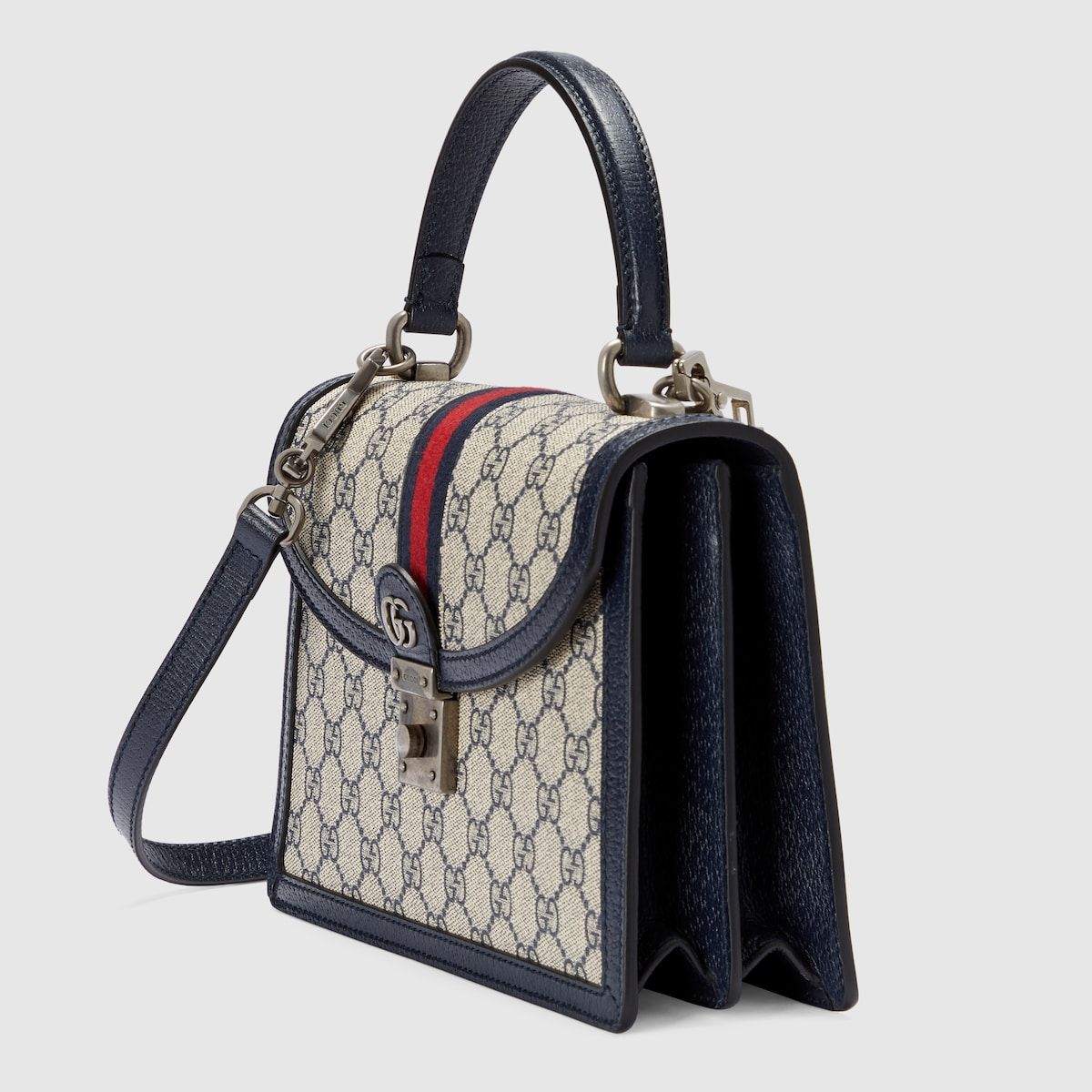 Gucci Ophidia Gg Small Top Handle Bag Beige And Blue Supreme