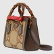 Gucci Diana Jumbo Gg Mini Tote Bag Camel And Ebony Canvas