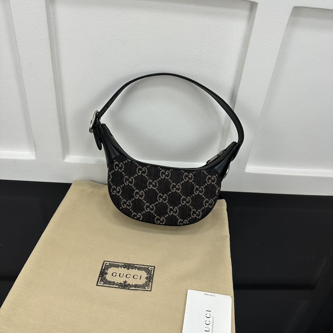 Gucci Ophidia Gg Mini Bag Grey And Black Denim