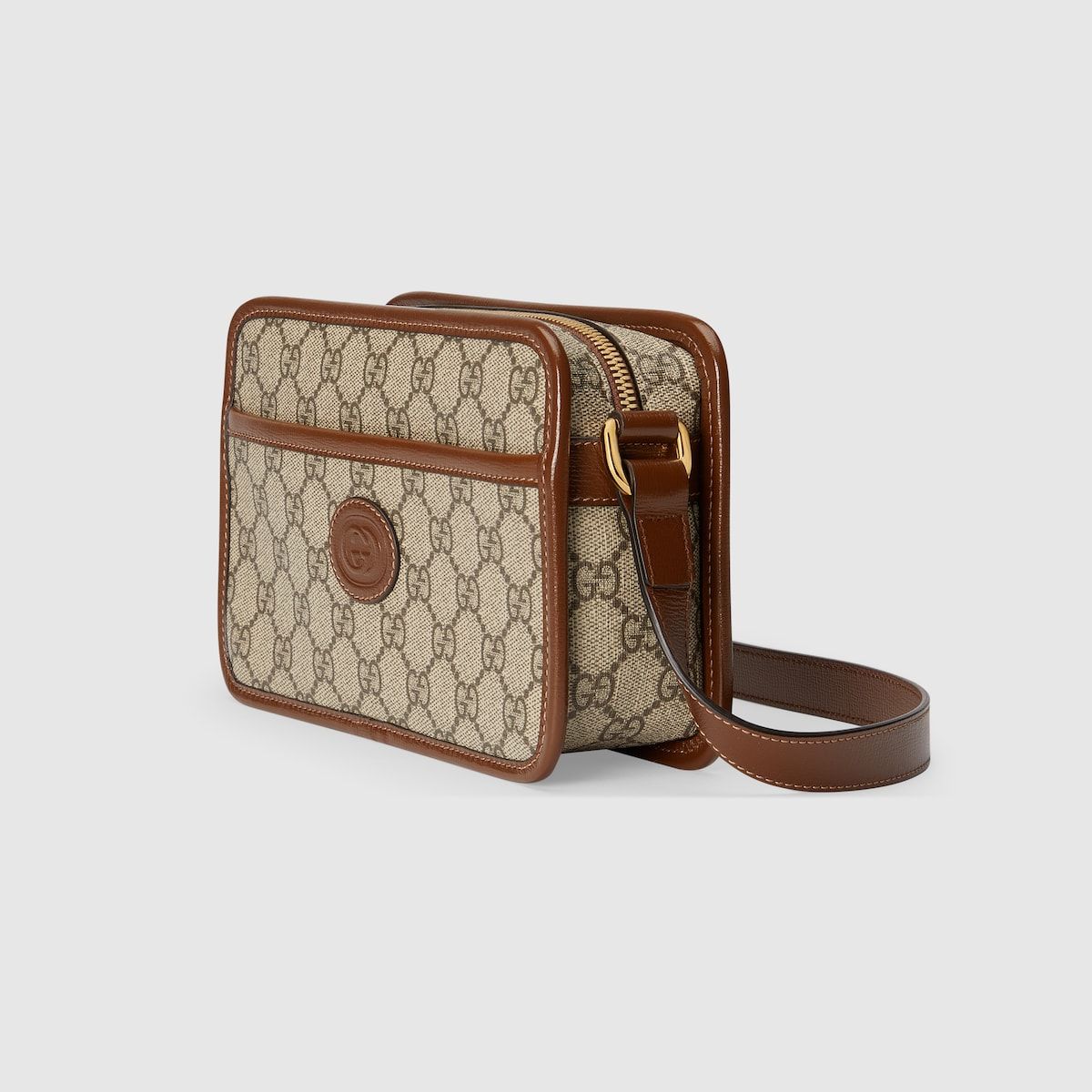 Gucci Mini Bag With Interlocking G Gg Supreme And Brown Leather