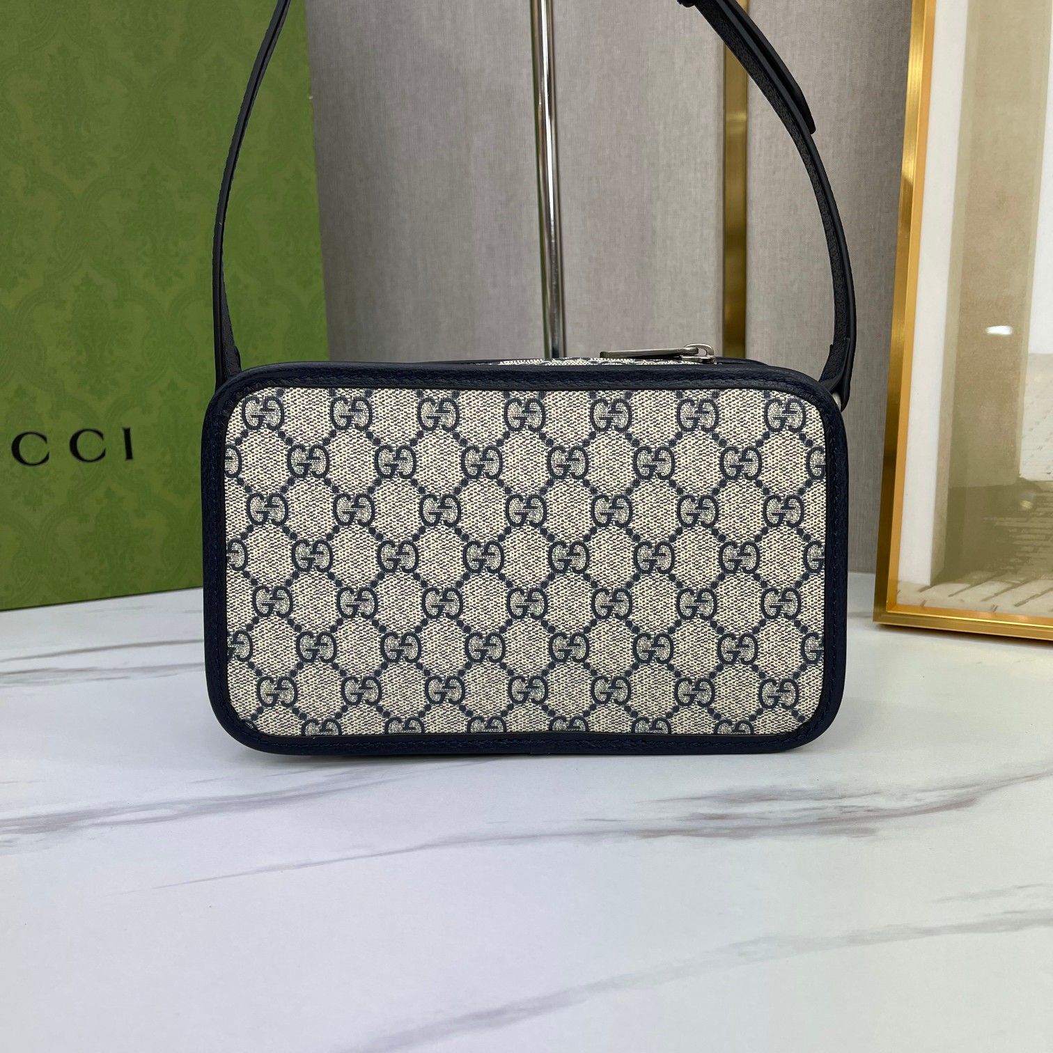 Gucci Mini Bag With Interlocking G Beige And Blue Supreme