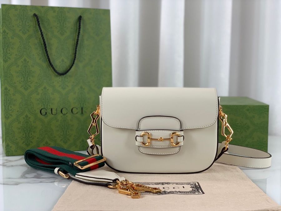 Gucci Horsebit 1955 Mini Bag White Leather