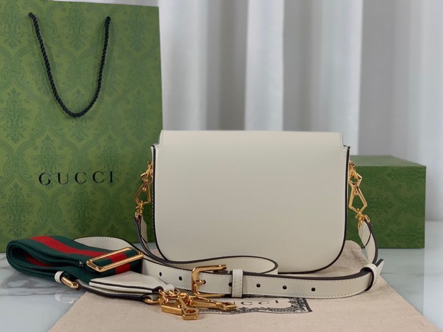 Gucci Horsebit 1955 Mini Bag White Leather