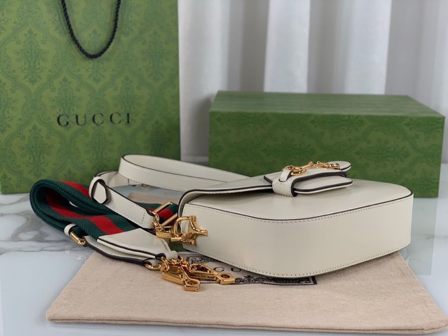 Gucci Horsebit 1955 Mini Bag White Leather