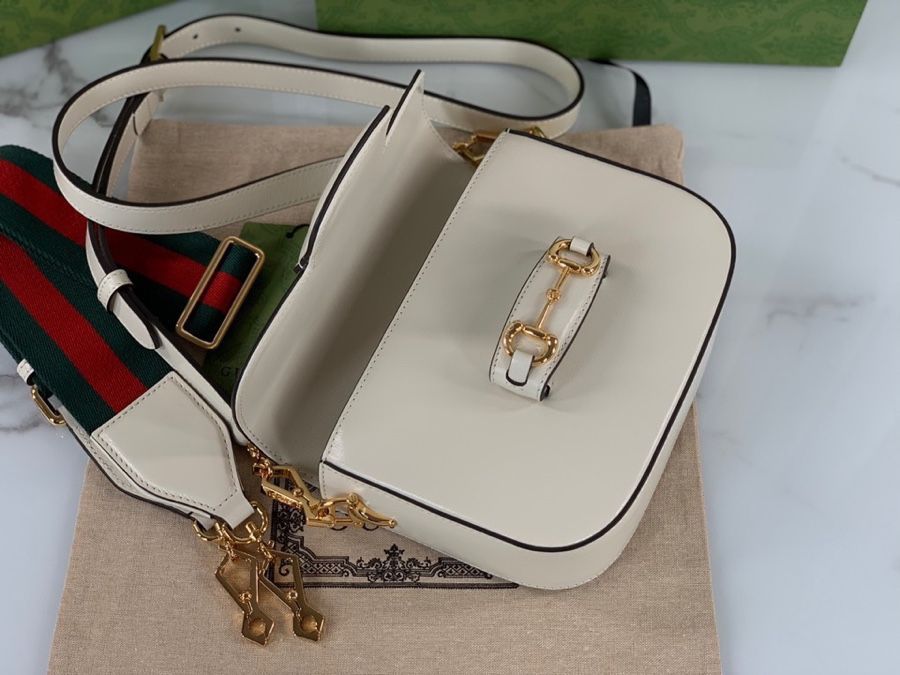 Gucci Horsebit 1955 Mini Bag White Leather