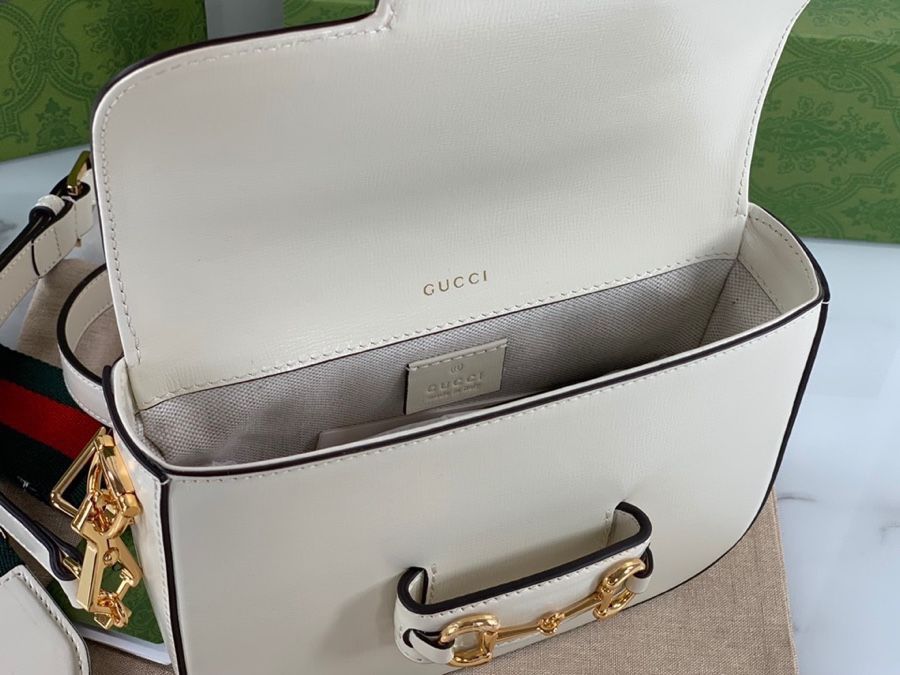 Gucci Horsebit 1955 Mini Bag White Leather