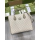 Gucci Small Tote Bag With Interlocking G Beige And White Gg Supreme