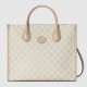 Gucci Small Tote Bag With Interlocking G Beige And White Gg Supreme