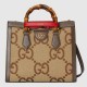 Gucci Diana Jumbo Gg Small Tote Bag Camel And Ebony Canvas