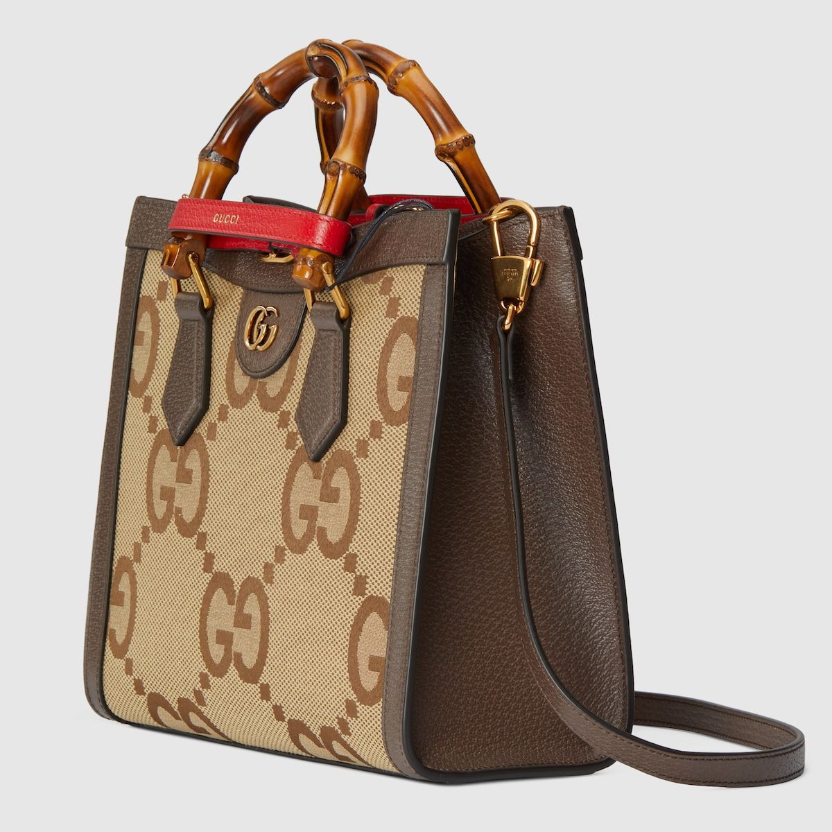 Gucci Diana Jumbo Gg Small Tote Bag Camel And Ebony Canvas