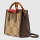 Gucci Diana Jumbo Gg Small Tote Bag Camel And Ebony Canvas