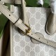 Gucci Mini Tote Bag With Interlocking G Beige And White Gg Supreme